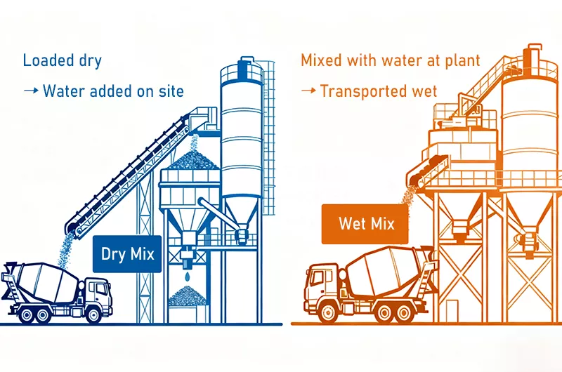Dry Mix vs. Wet Mix Concrete Batching Plant
