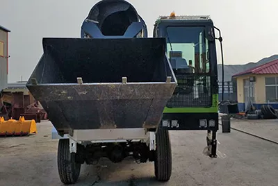 Self-loading concrete mixer truck loading hopper